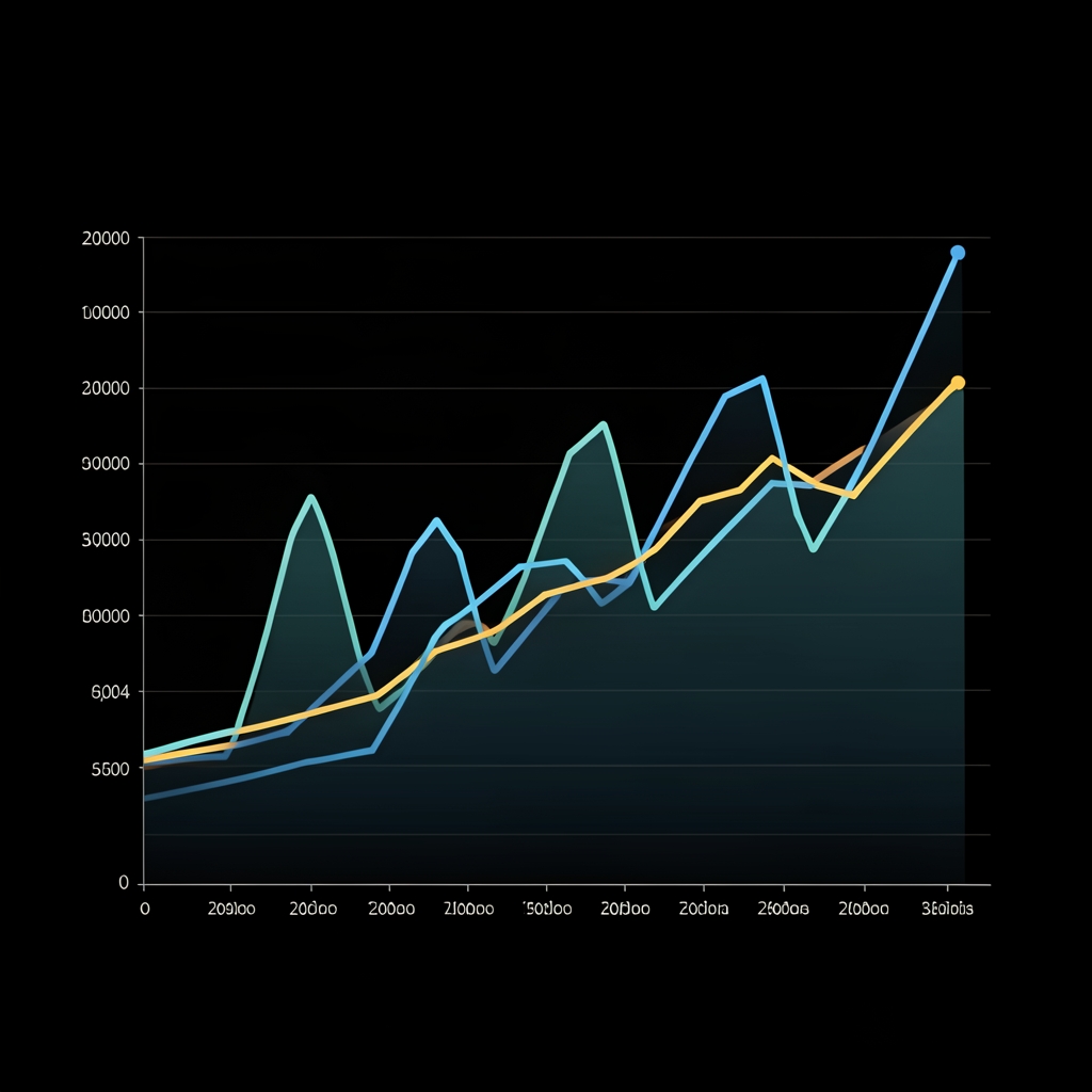 Gráfico de variación del IPC argentino 2024 con líneas de tendencia sobre fondo oscuro mostrando picos de inflación mensual y proyecciones anuales