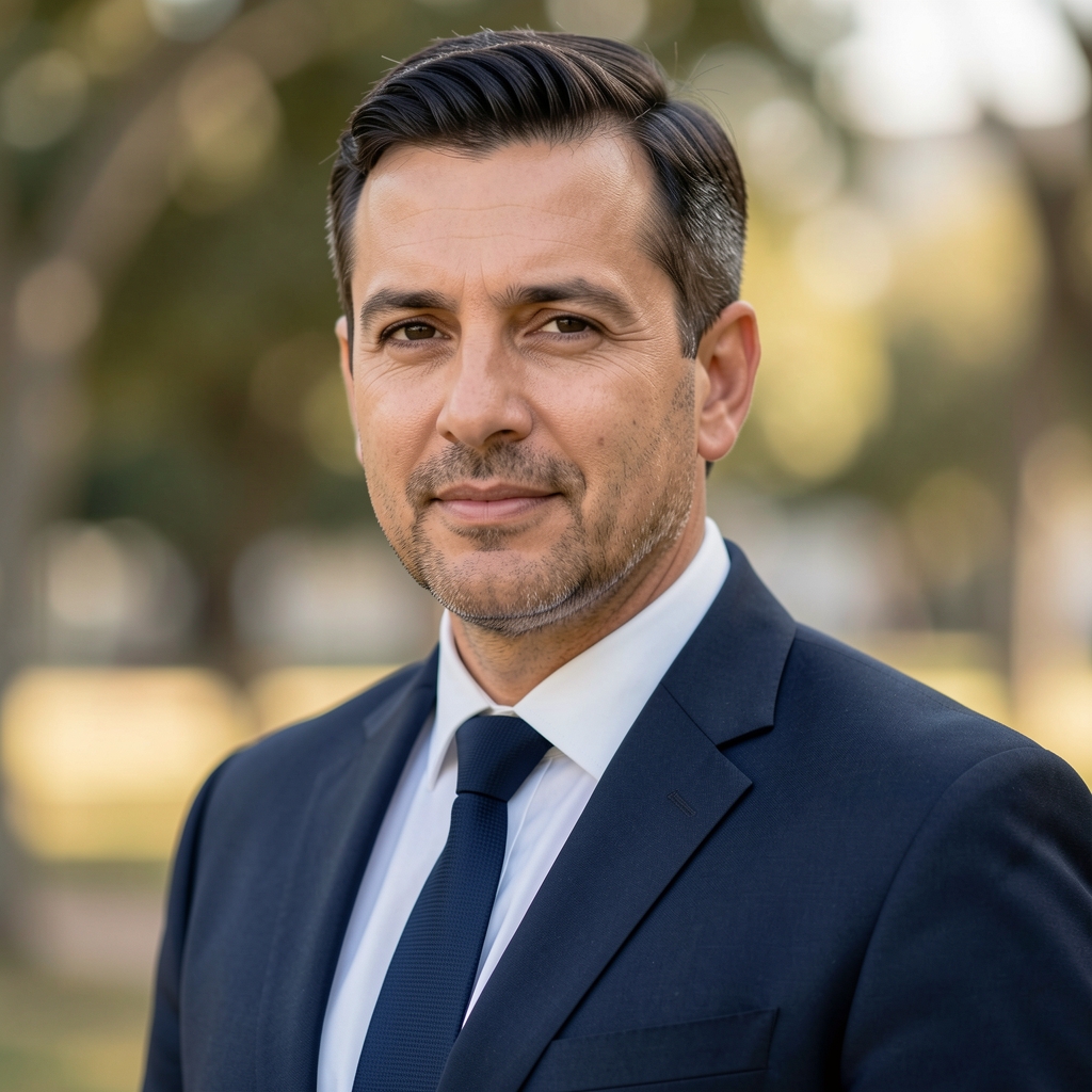 Foto de perfil de economista masculino argentino con traje